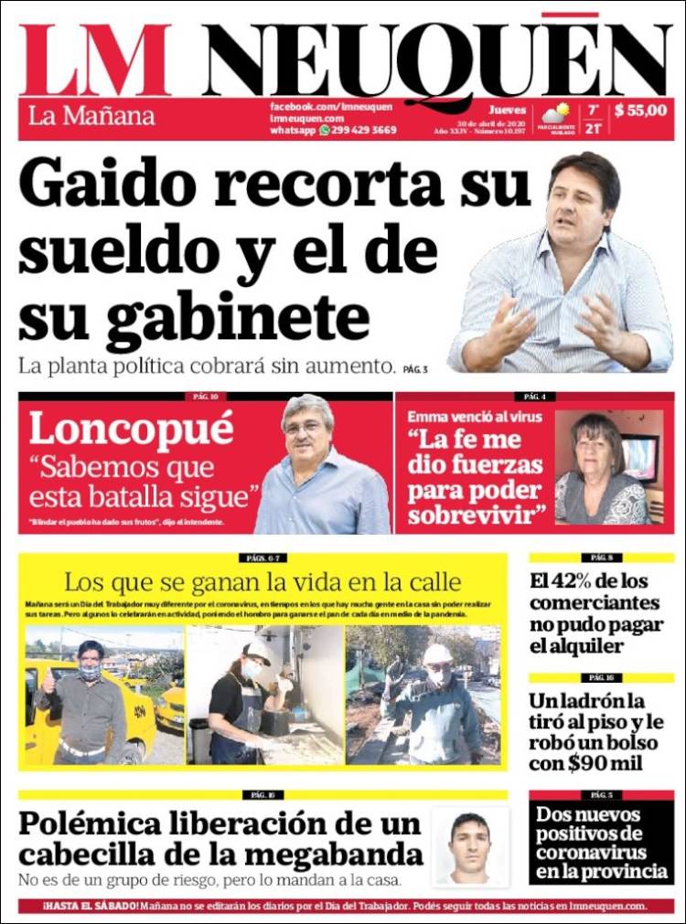 Portada de La Mañanade Neuquén (Argentina)