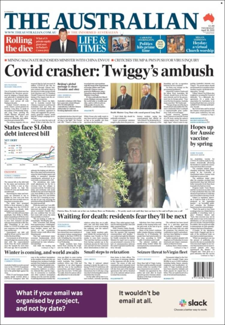 Portada de The Australian (Australia)