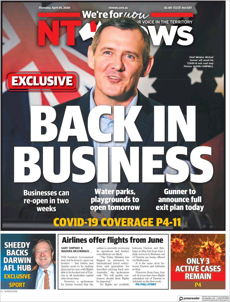 Portada de Northern Territory News (Australia)