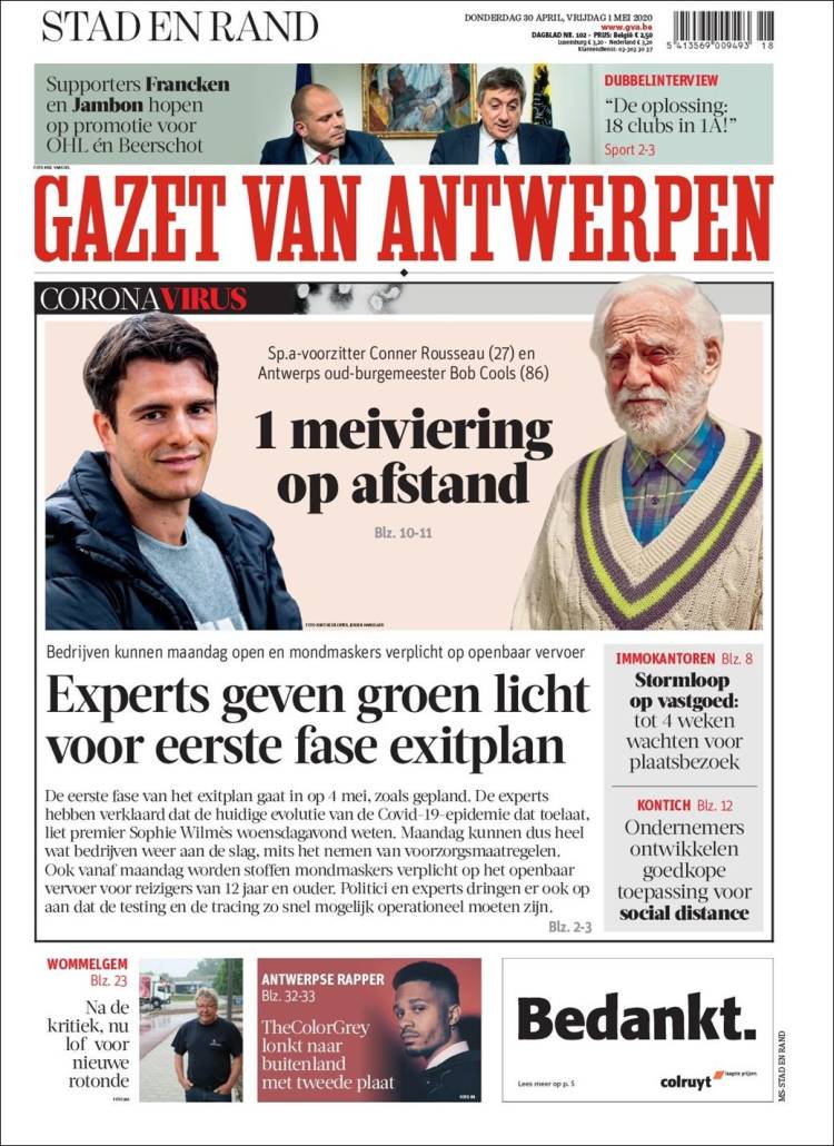 Portada de Gazet van Antwerpen (B&eacute;lgica)
