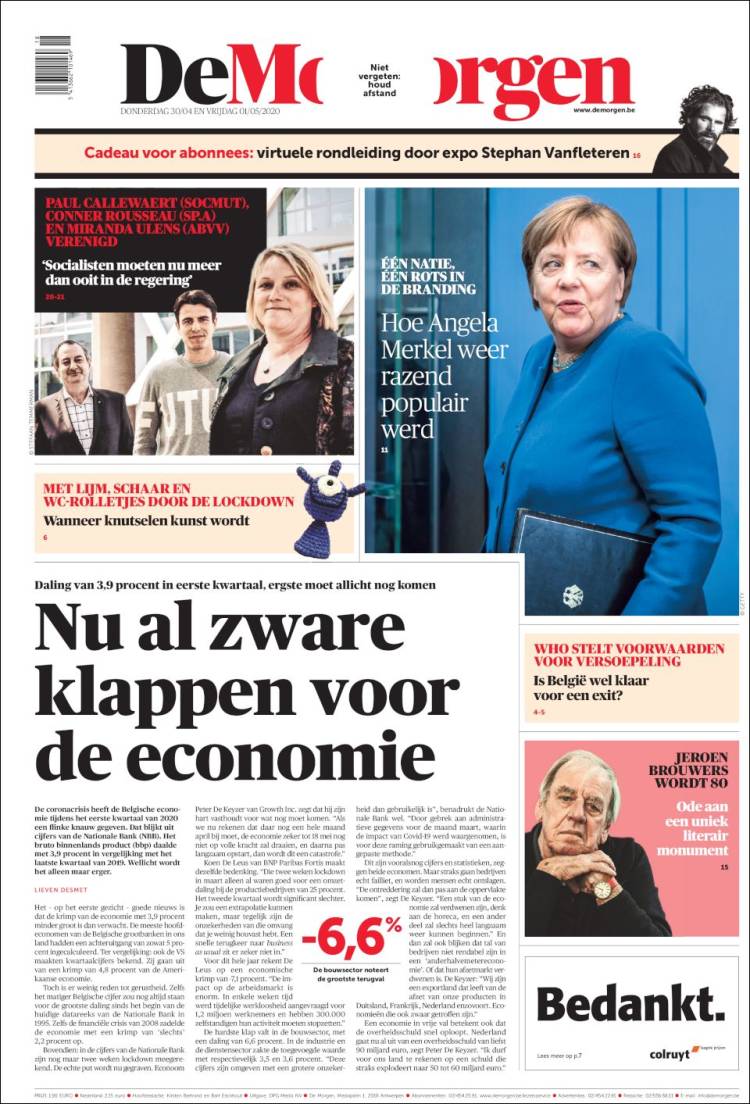 Portada de De Morgen (B&eacute;lgica)