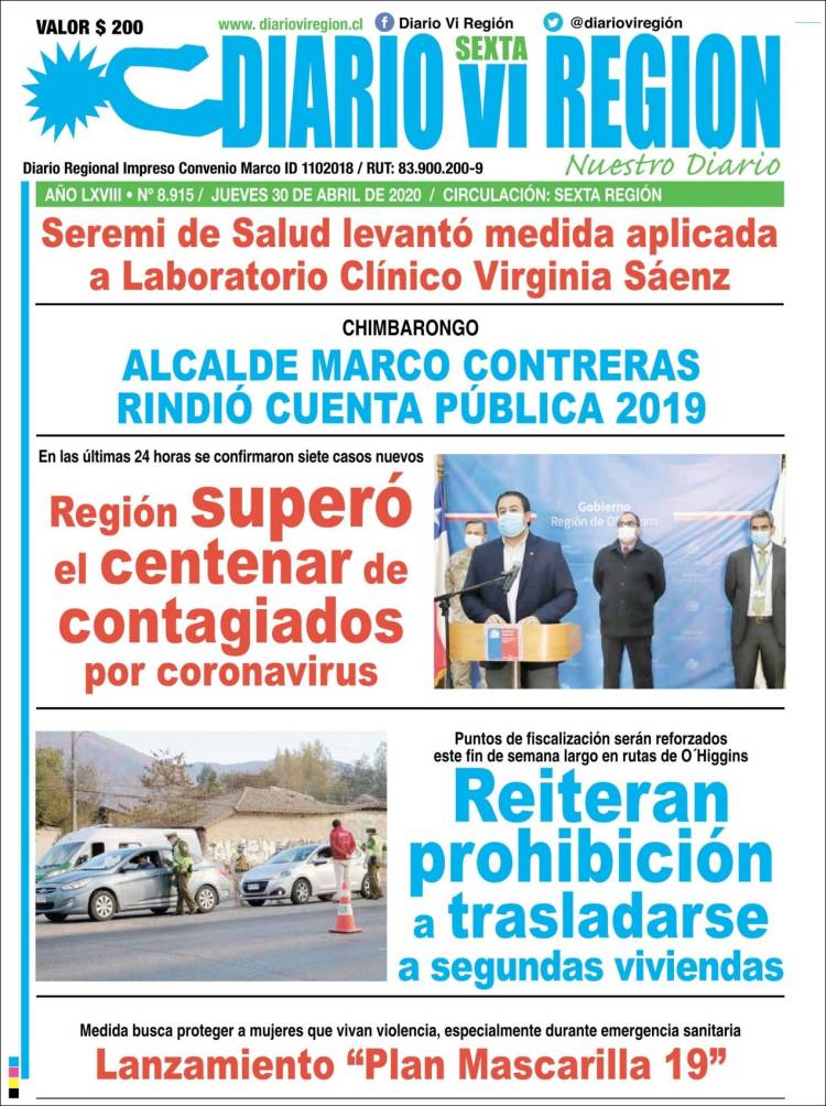Portada de Diario VI Región (Chile)