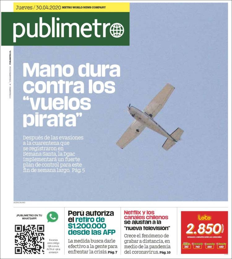 Portada de Publimetro (Chile)