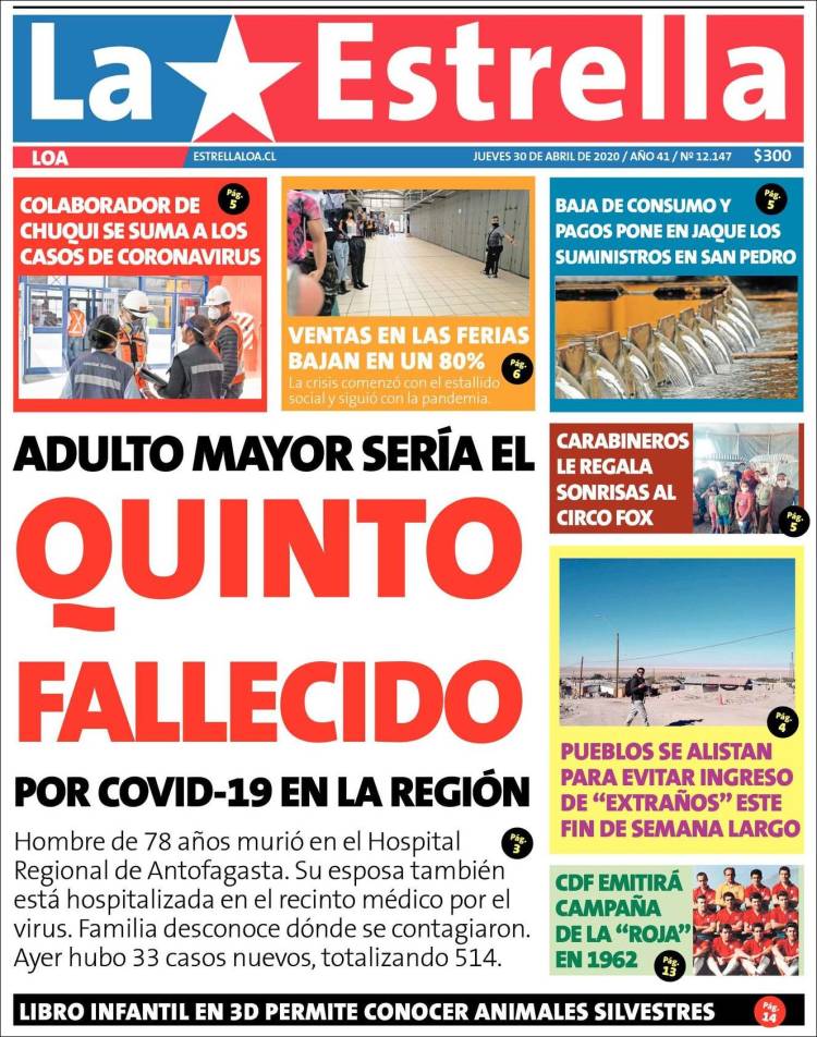 Portada de La Estrella de Loa (Chile)