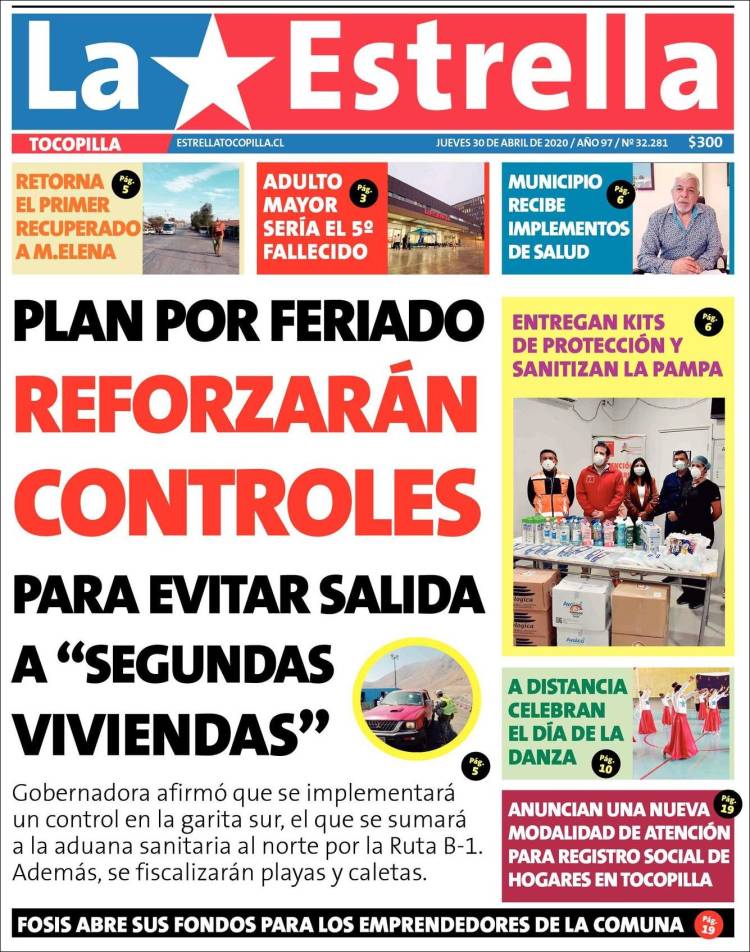 Portada de La Estrella de Tocopilla (Chile)