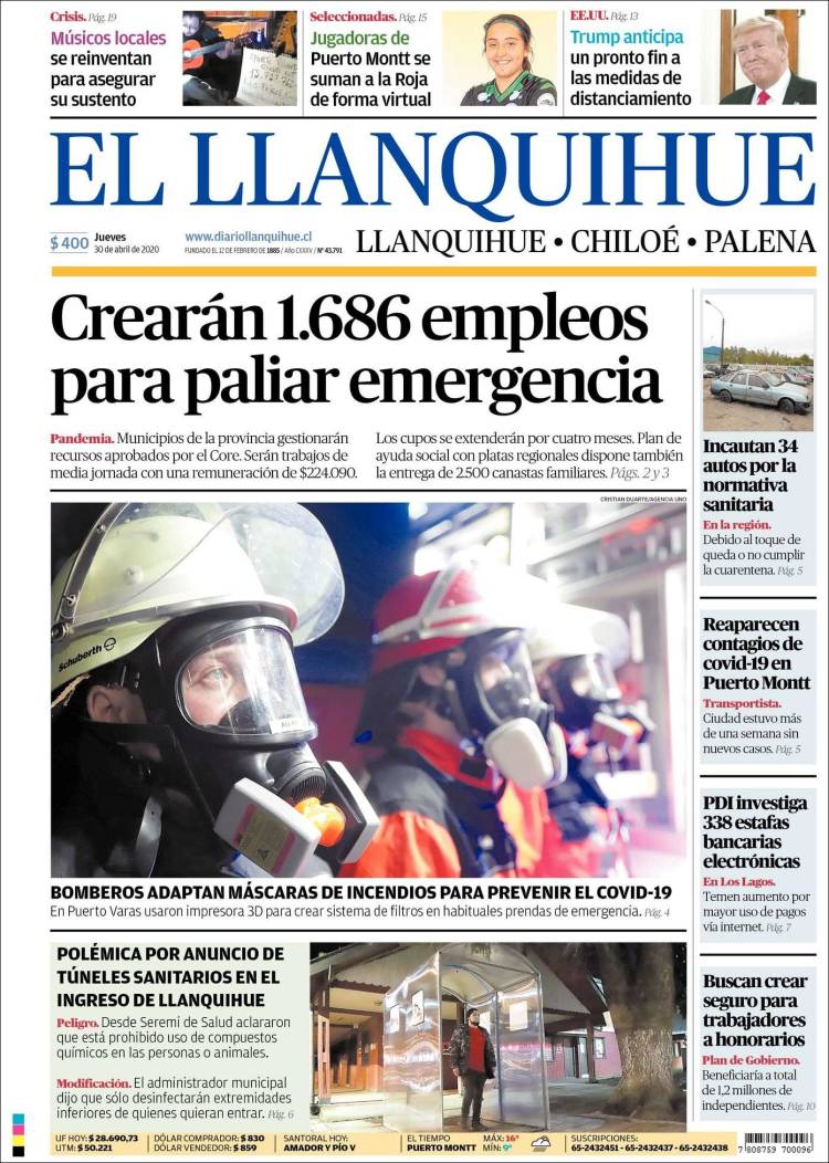 Portada de El Llanquihue (Chile)