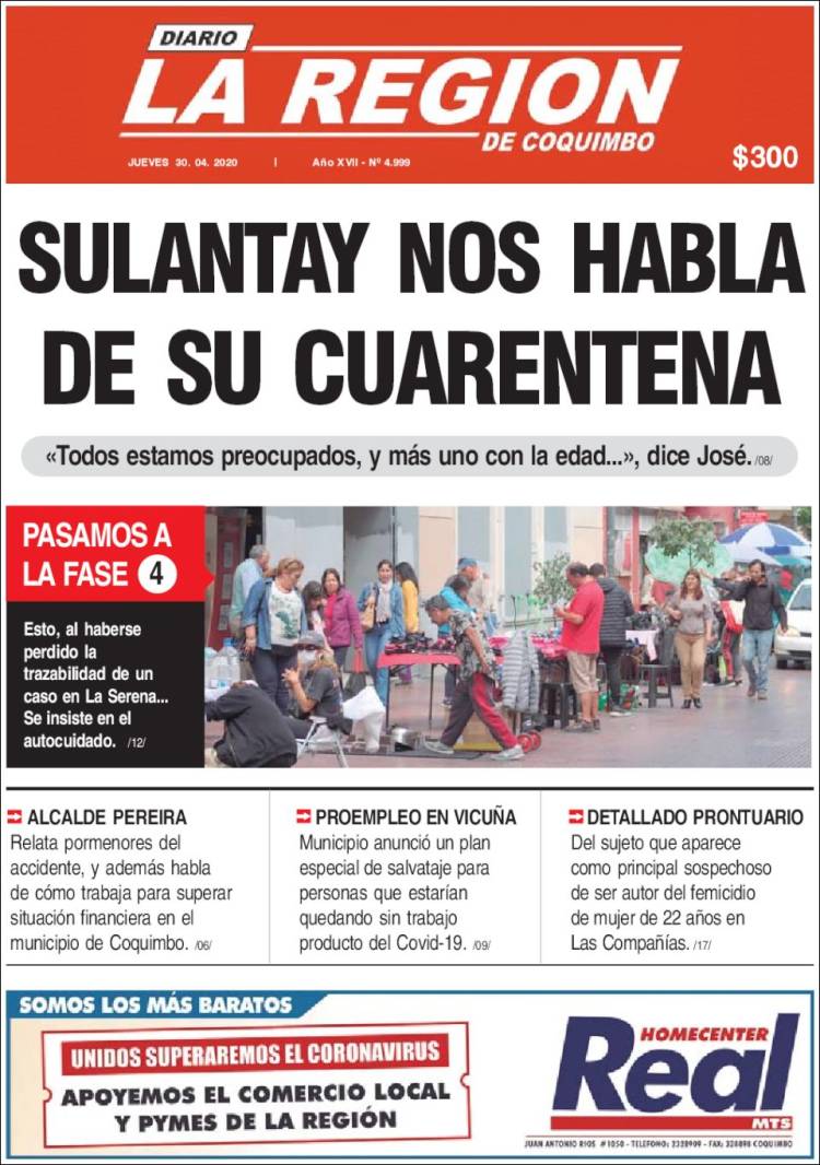 Portada de Diario La Región de Coquimbo (Chile)