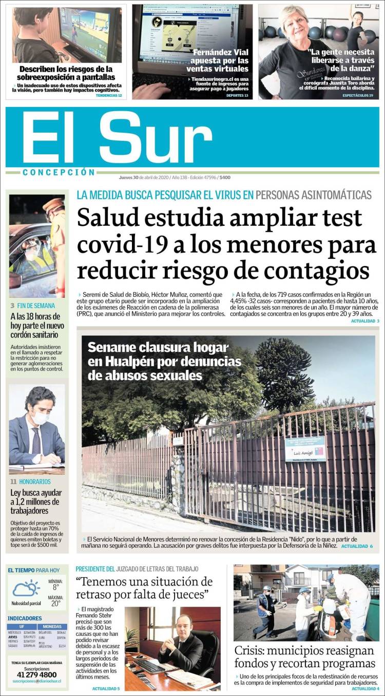 Portada de El Sur (Chile)