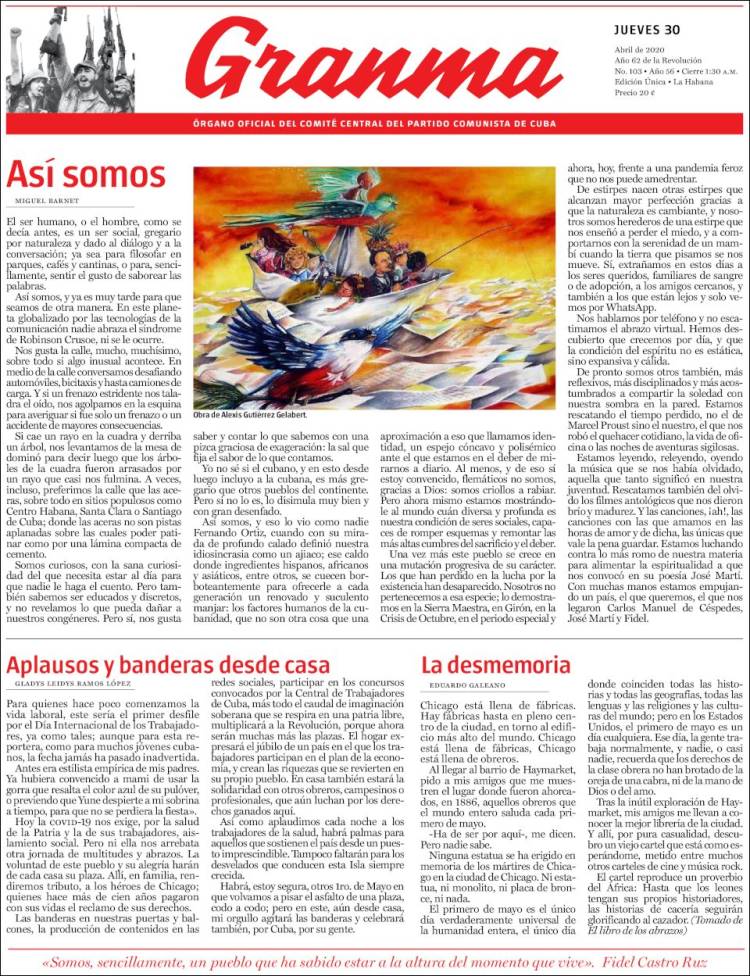 Portada de Granma (Cuba)