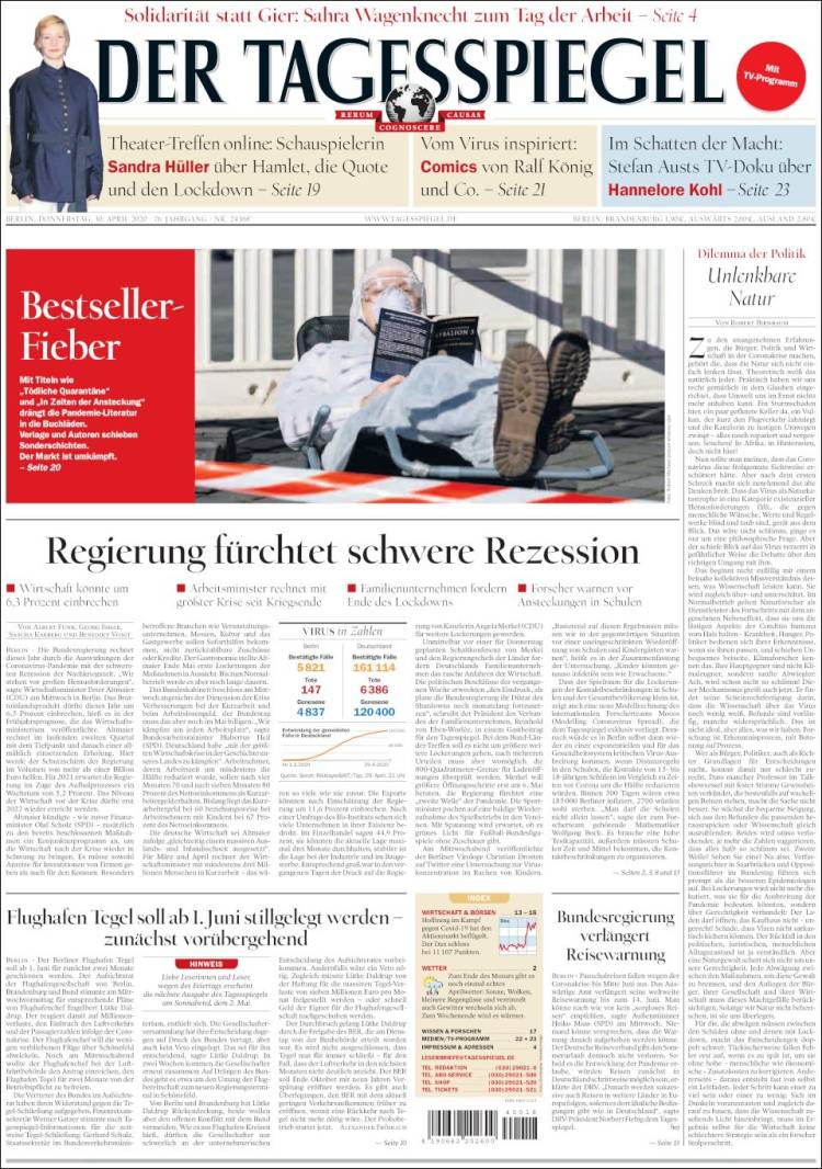 Portada de Der Tagesspiegel (Alemania)