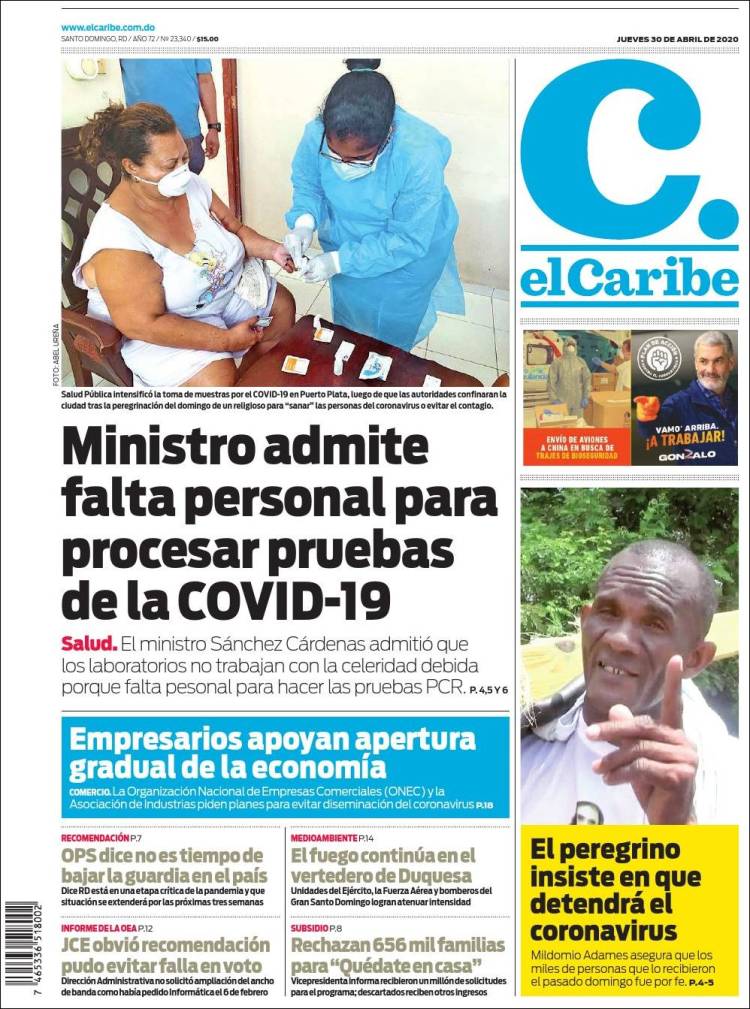 Portada de El Caribe (R. Dominicana)