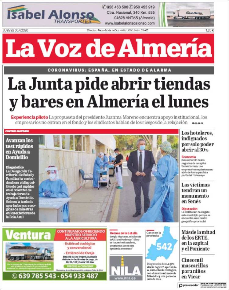 Portada de La Voz de Almería (Spain)