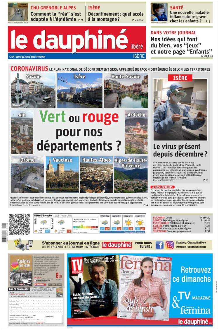 Portada de Le Dauphiné Libéré (Francia)