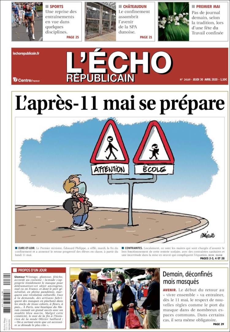 Portada de L'Echo Républicain (Francia)