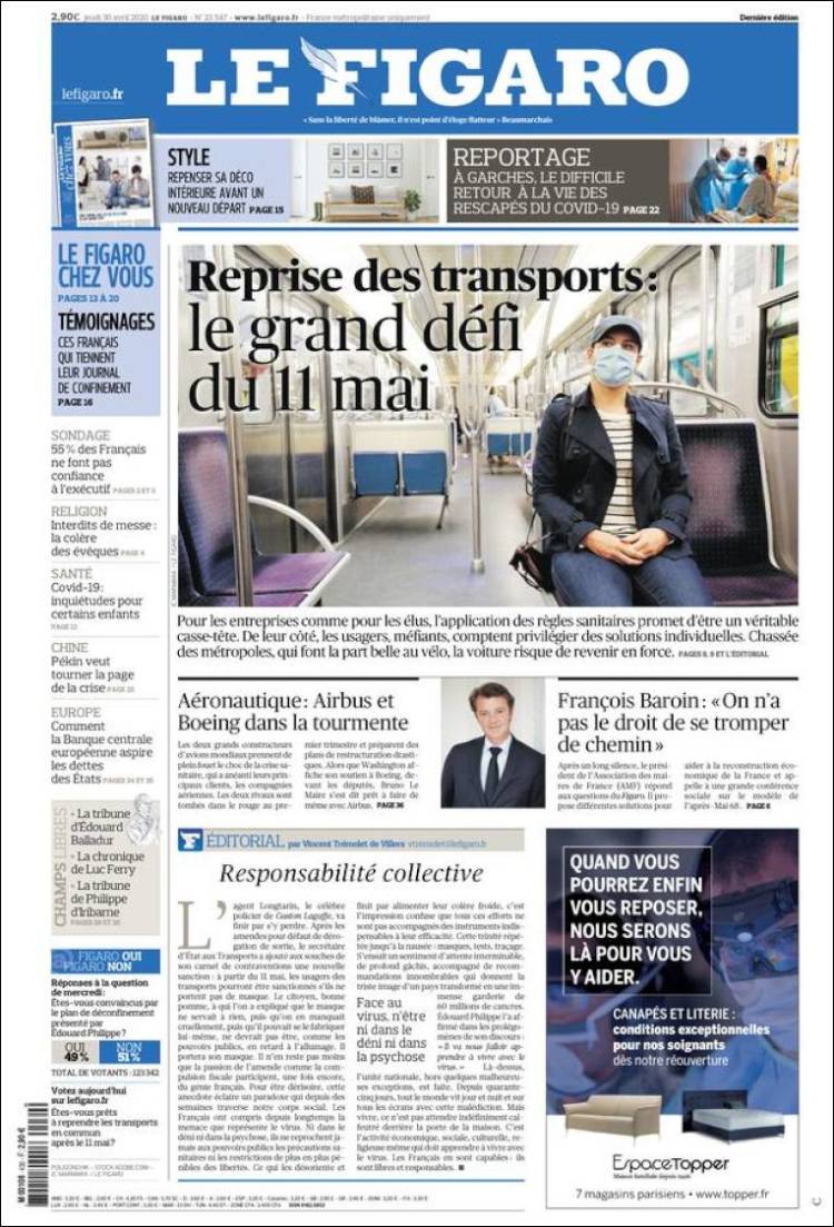 Portada de Le Figaro (Francia)