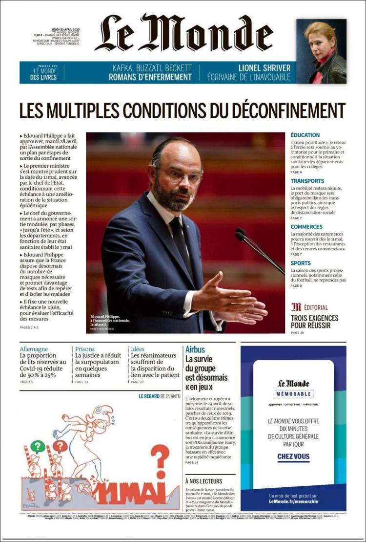 Portada de Le Monde (Francia)