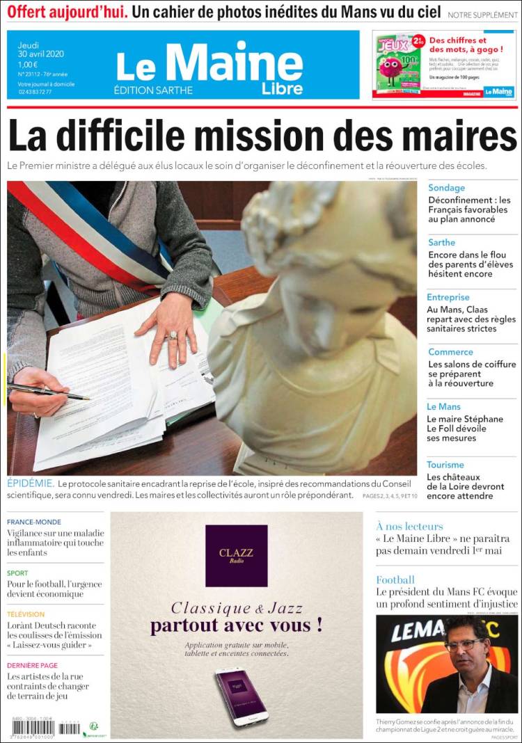 Portada de Le Maine Libre (Francia)