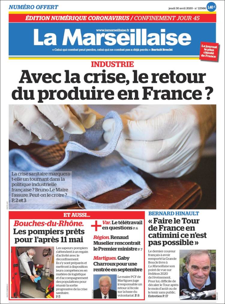 Portada de La Marseillaise (Francia)