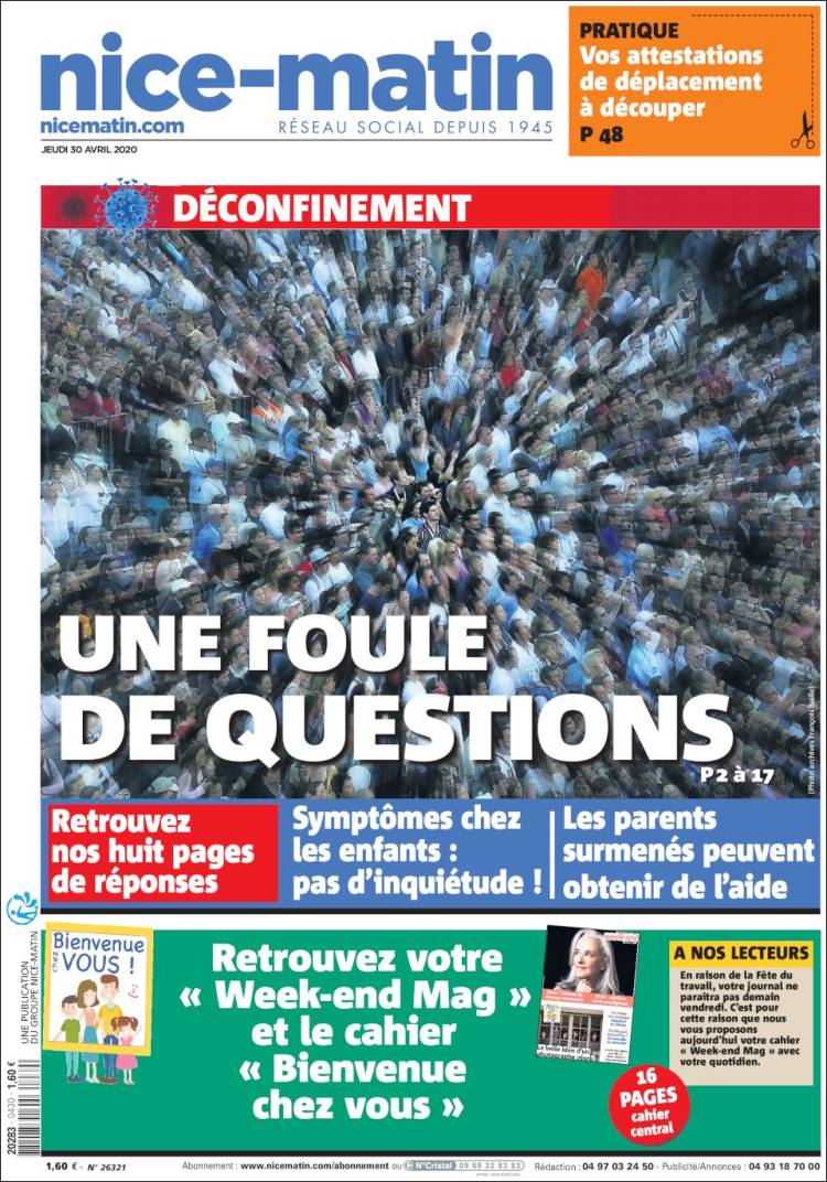 Portada de Nice-Matin (Francia)