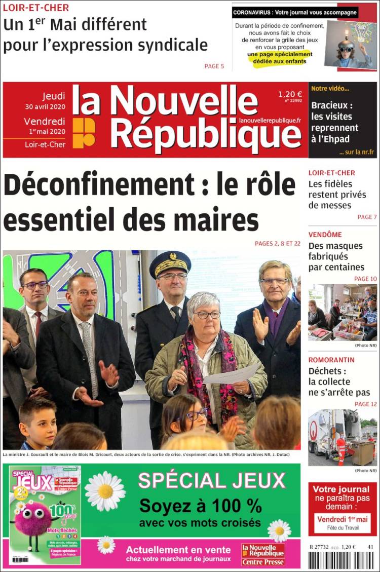 Portada de La Nouvelle Republique (Francia)