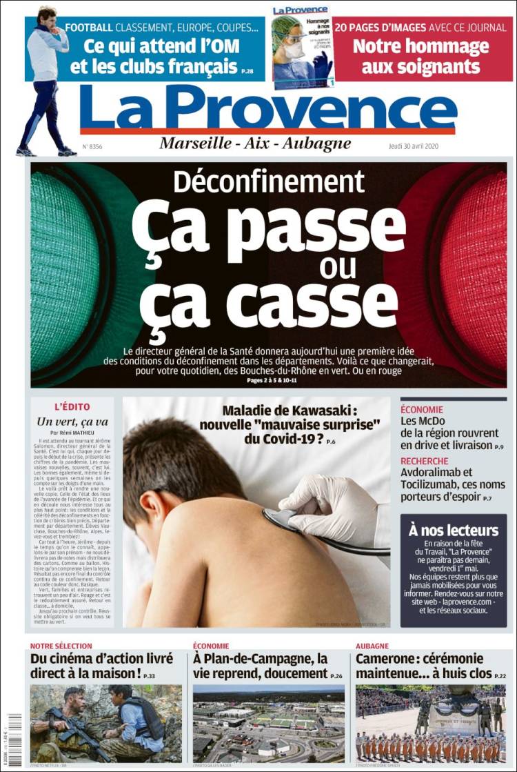 Portada de La Provence (Francia)