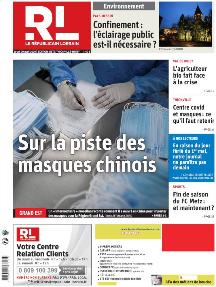 Portada de Le Republicain Lorrain (Francia)
