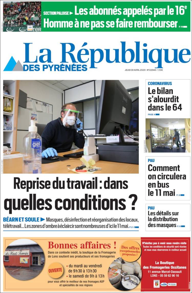 Portada de La République des Pyrénées (Francia)