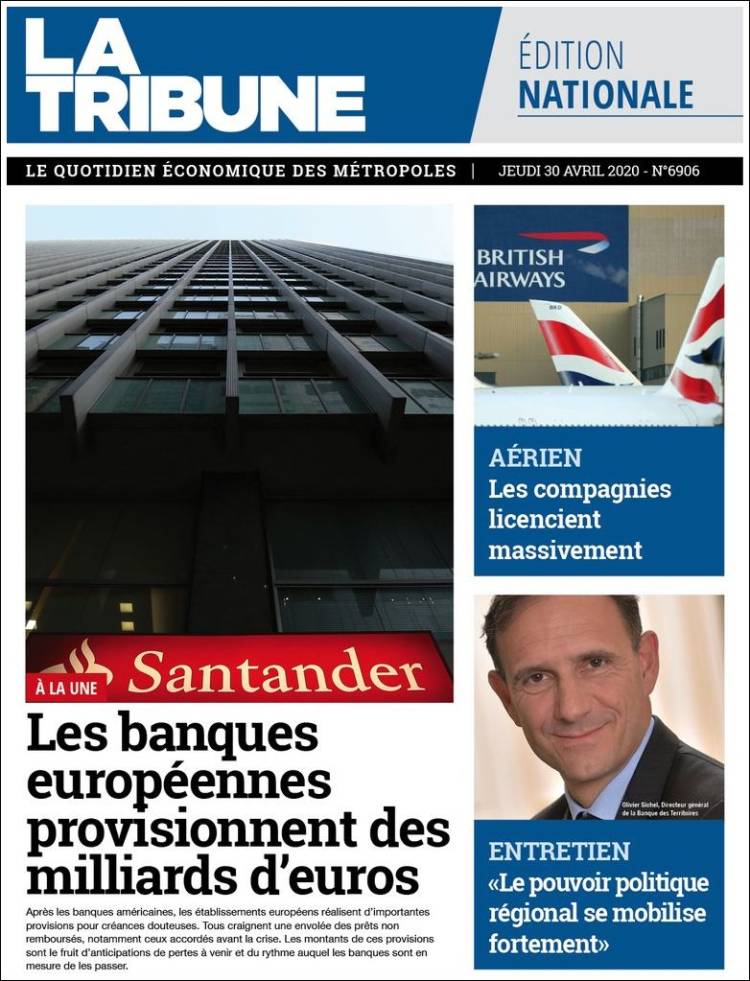 Portada de La Tribune (Francia)