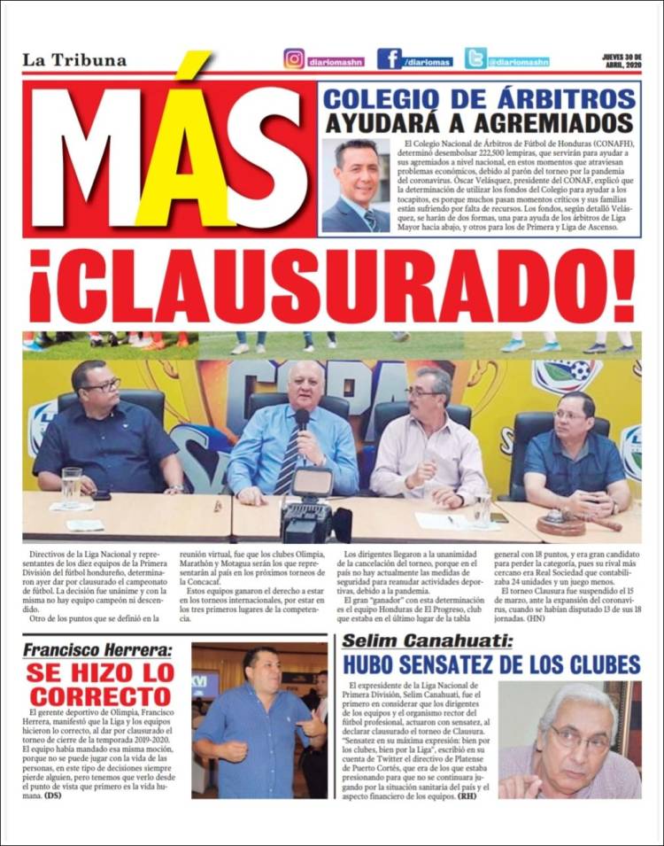 Portada de Diario Más (Honduras)