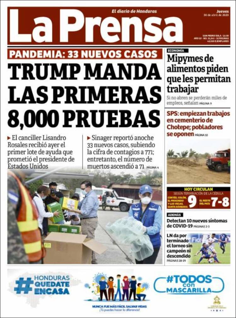 Portada de La Prensa (Honduras)