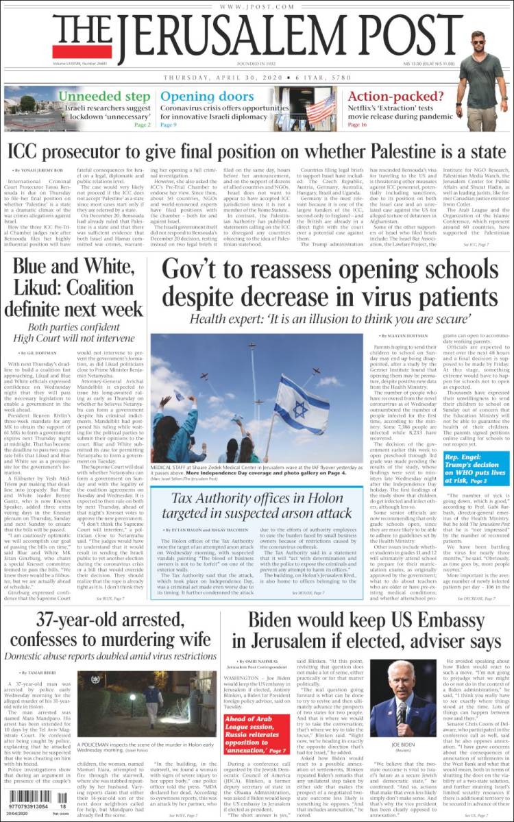 Portada de The Jerusalem Post (Israel)