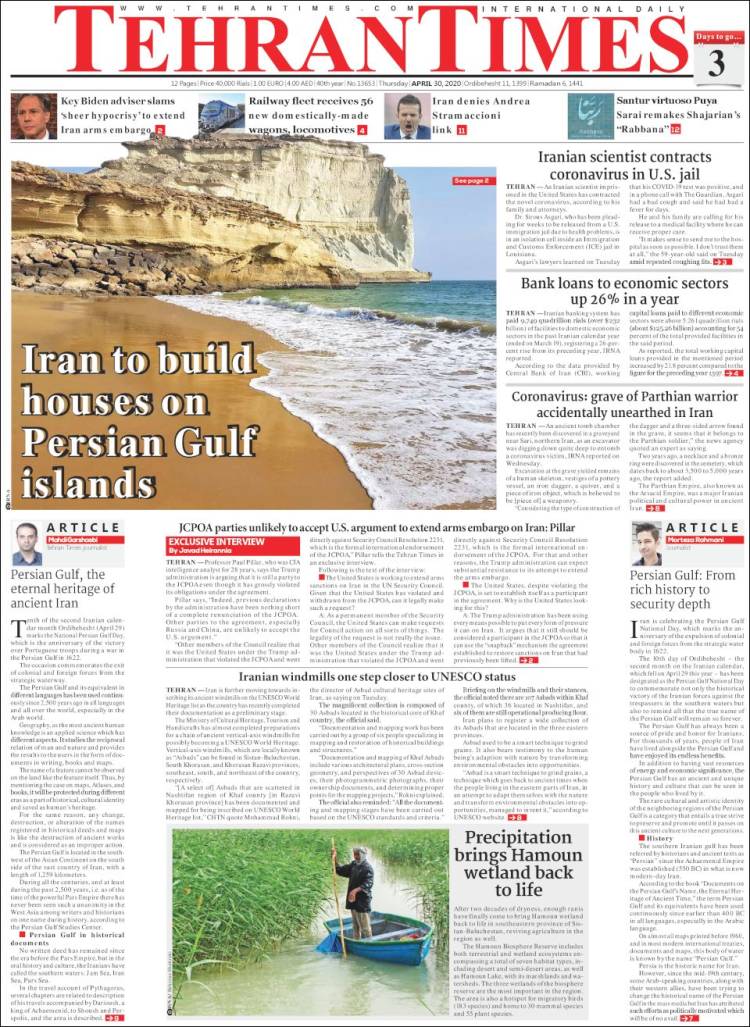 Portada de TehranTimes (Ir&aacute;n)