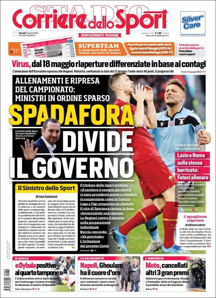Portada de Corriere dello Sport (Italia)