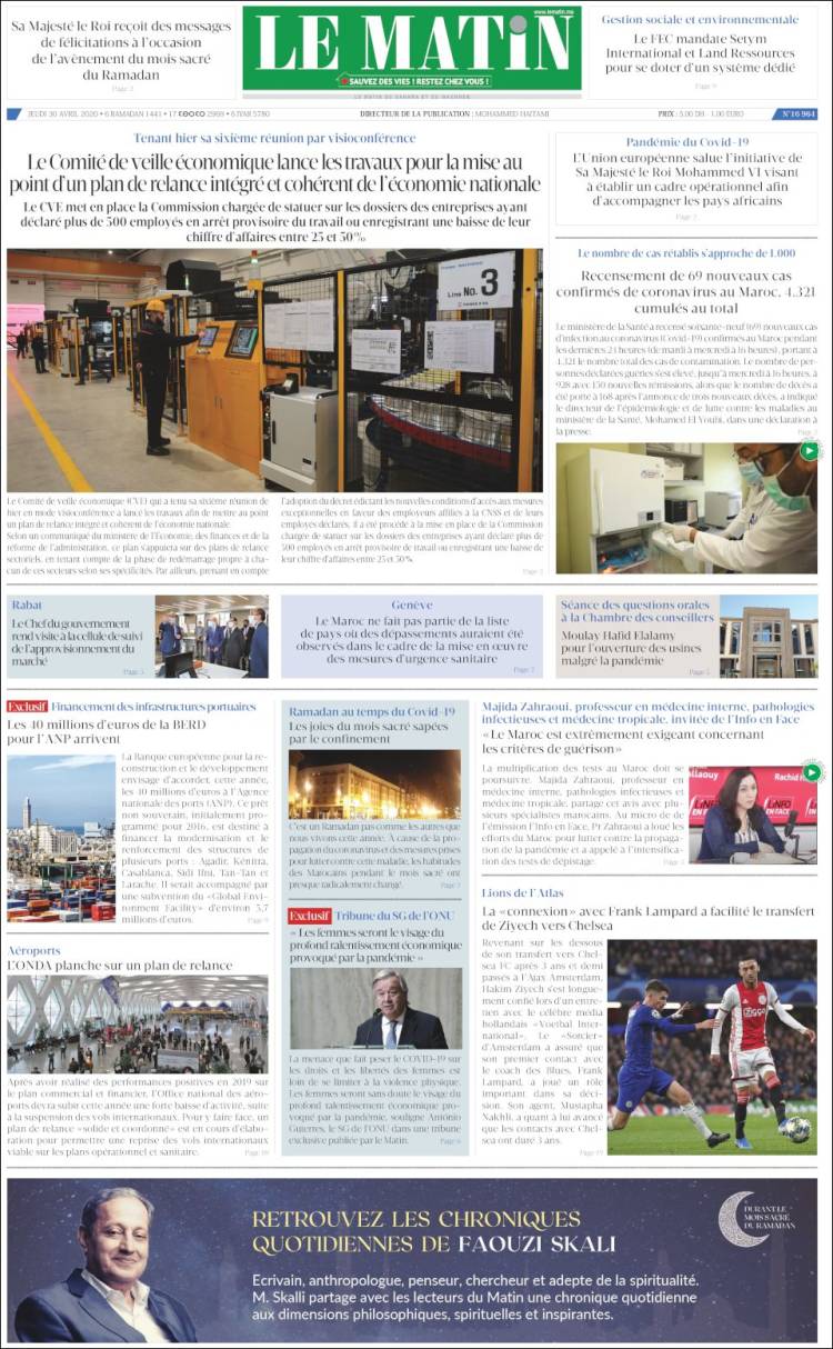 Portada de Le Matin (Marruecos)
