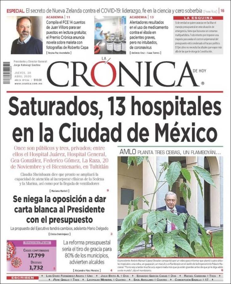 Portada de La Crónica de Hoy (México)