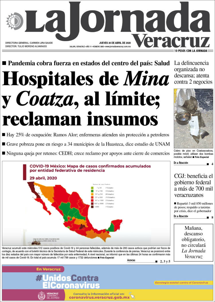 Portada de La Jornada Veracruz (México)