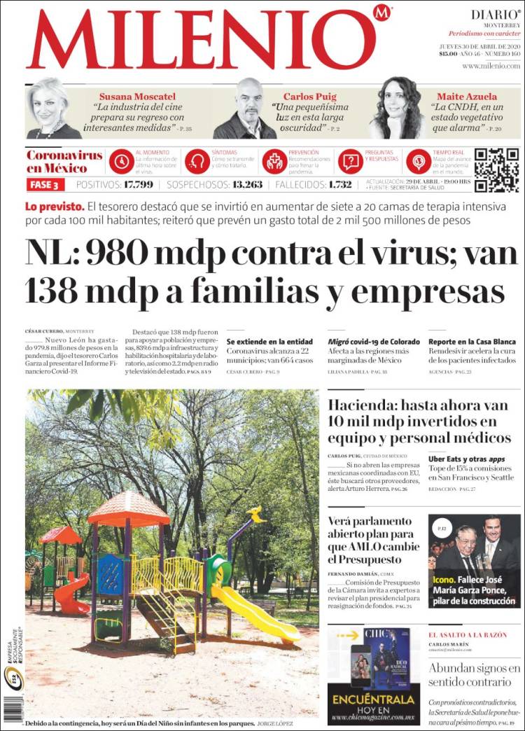 Portada de Milenio de Monterrey (México)