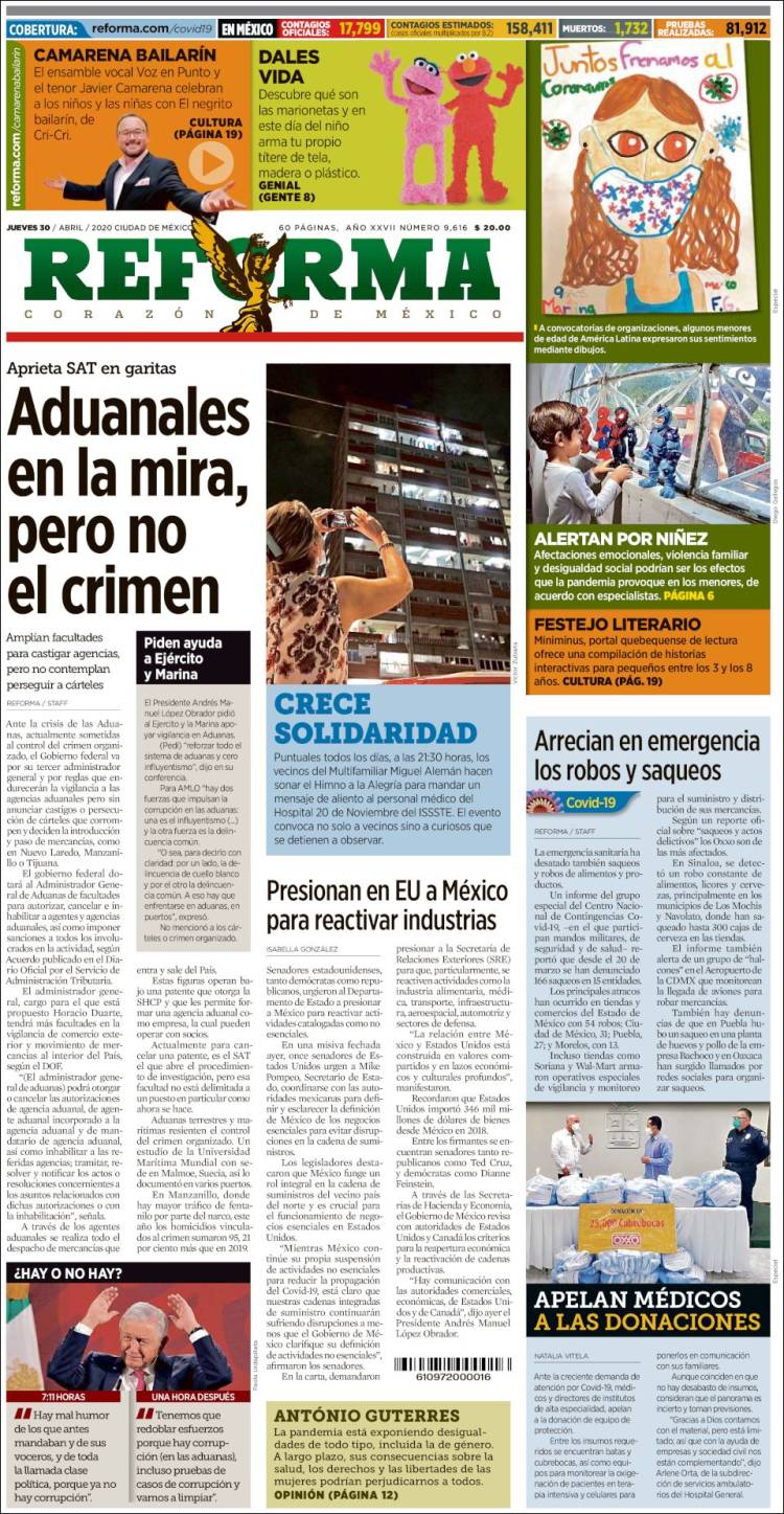 Portada de Reforma (México)