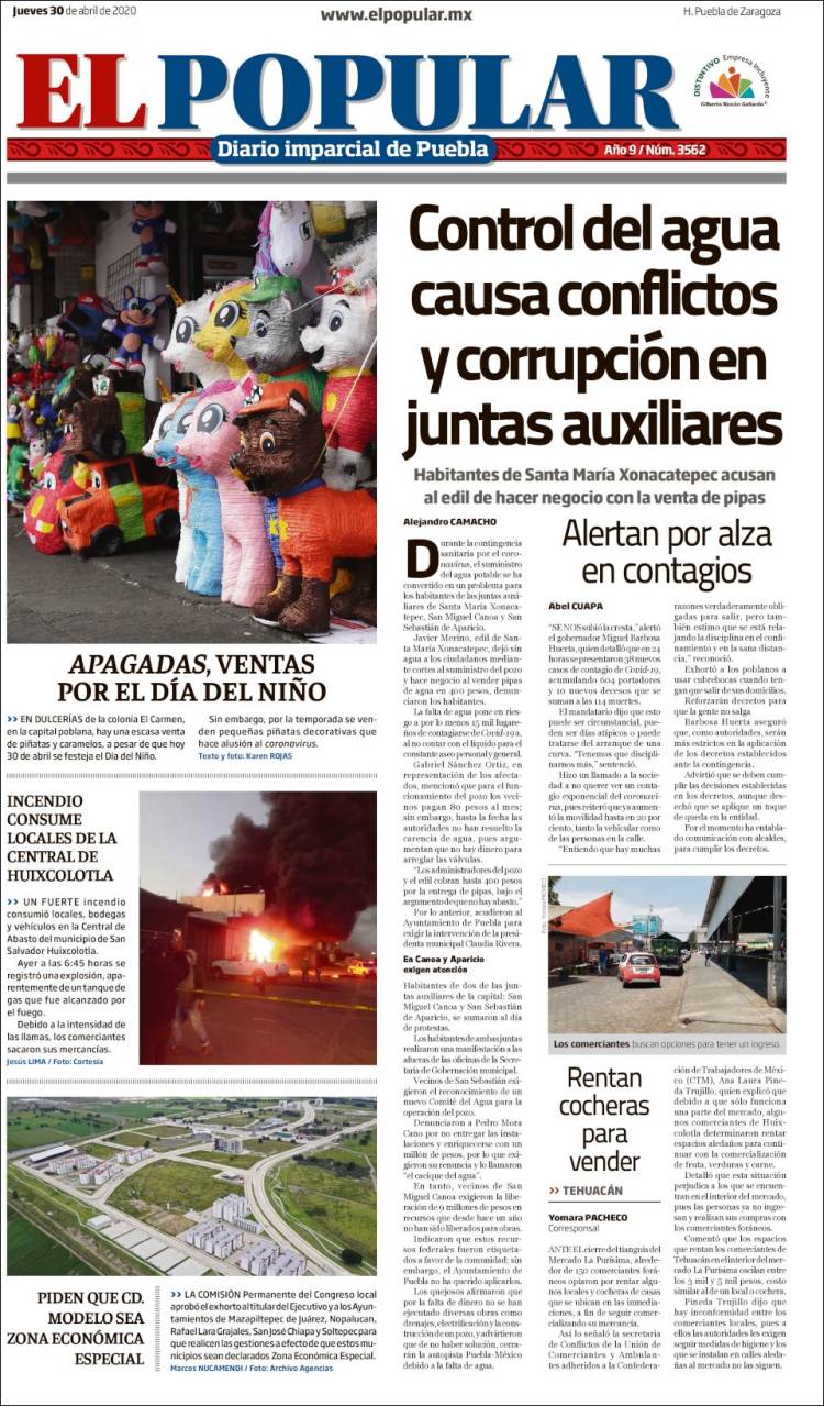 Portada de Periódico El Popular (México)