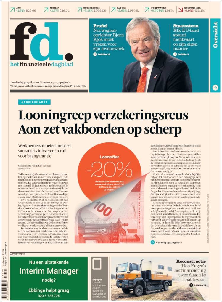 Portada de Het Financieele Dagblad (Pa&iacute;ses Bajos)