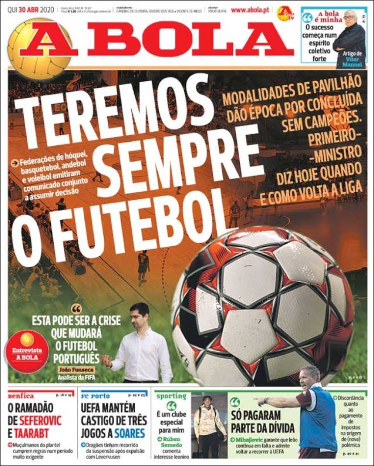 Portada de A Bola (Portugal)