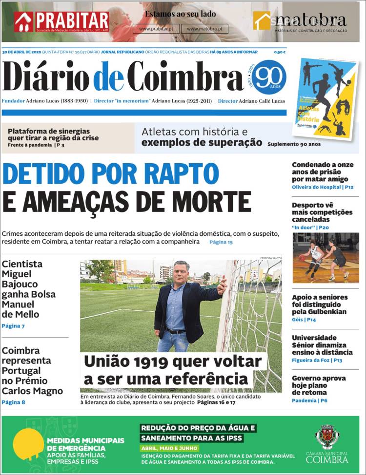 Portada de Diário de Coimbra (Portugal)