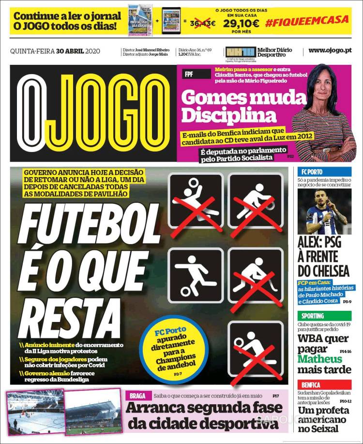 Portada de O Jogo (Portugal)