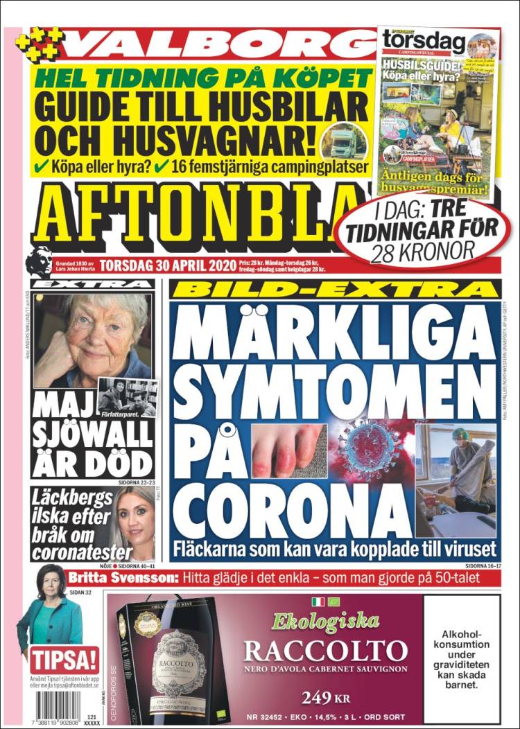 Portada de Aftonbladet (Suecia)