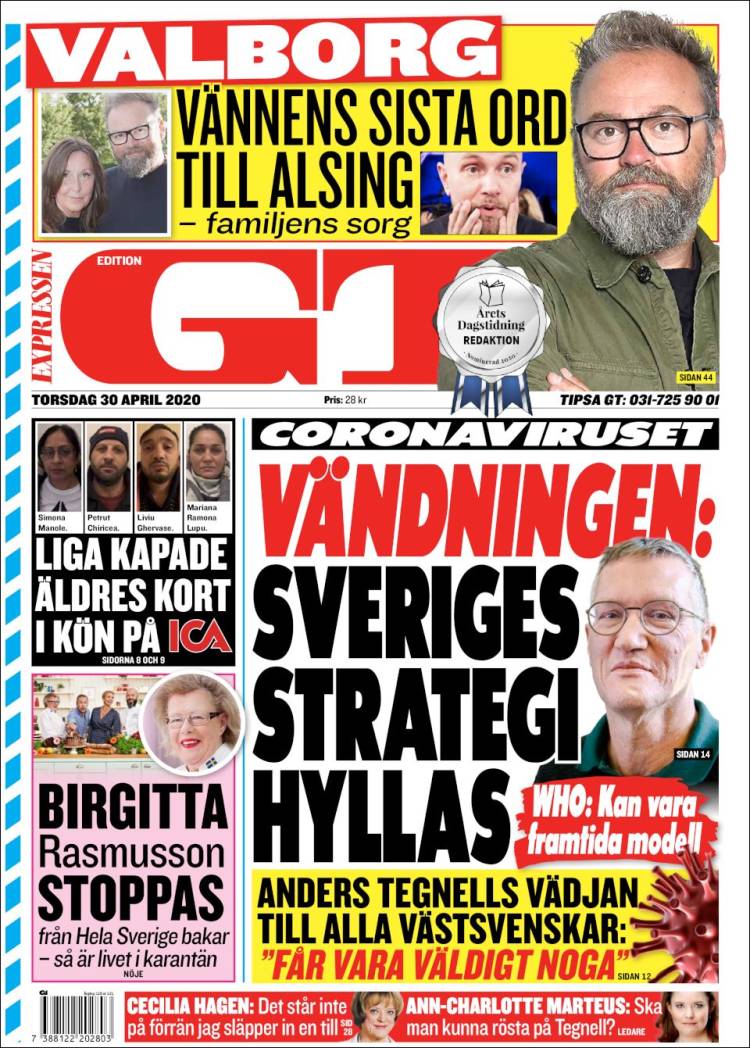 Portada de Göteborgstidningen (Suecia)