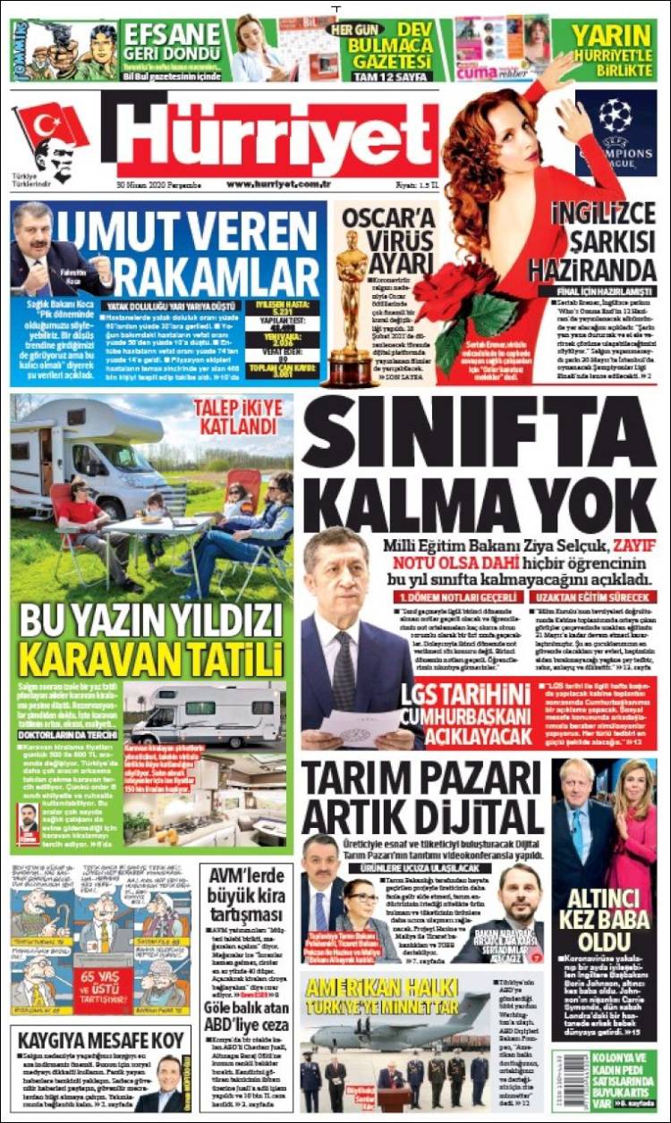 Portada de Hürriyet (Turqu&iacute;a)