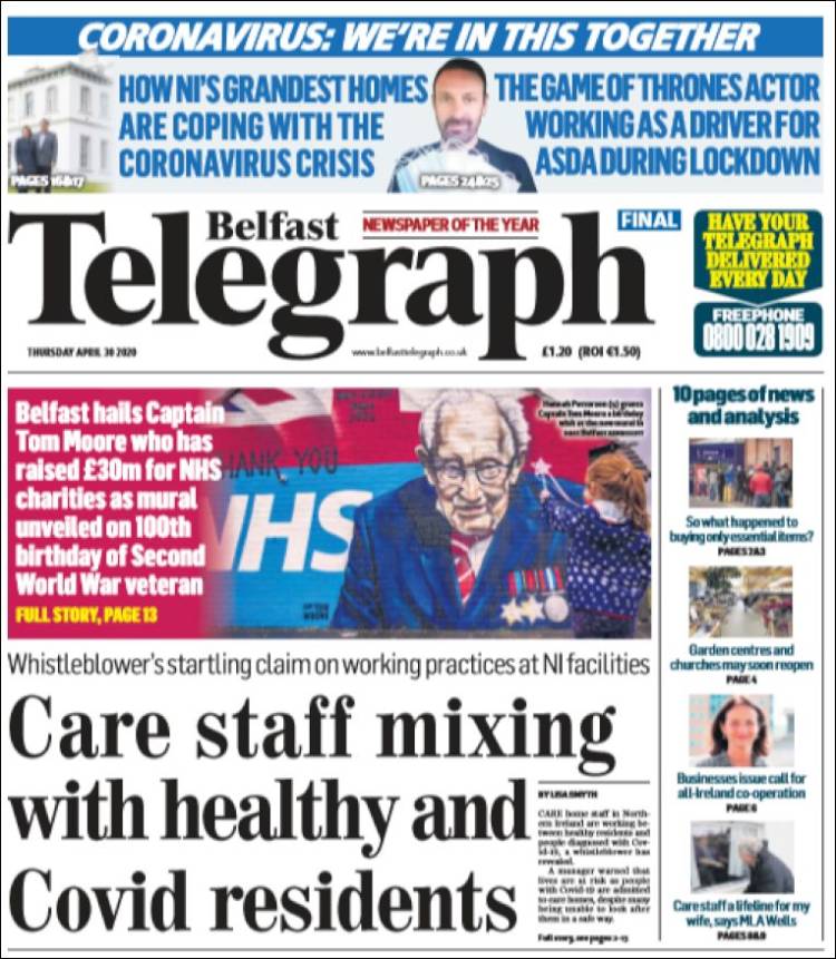 Portada de Belfast Telegraph (Reino Unido)