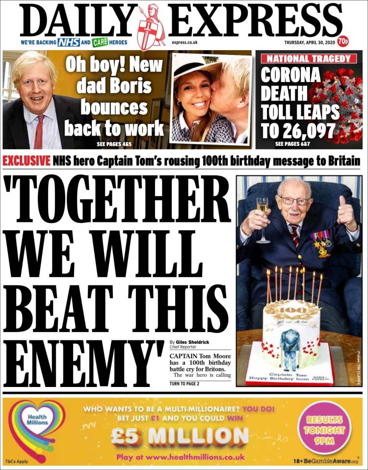 Portada de Daily Express (Reino Unido)