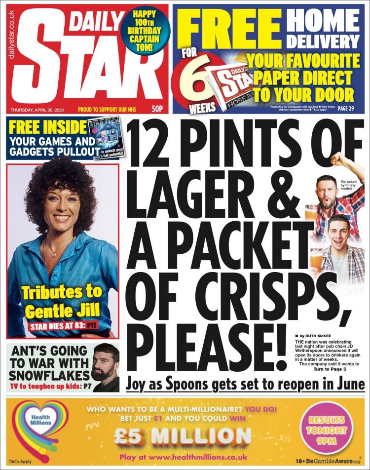 Portada de Daily Star (Reino Unido)