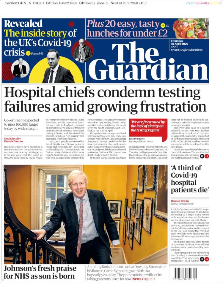 Portada de The Guardian (Reino Unido)